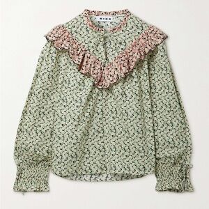 RIXO Printed floral V-Neck Blouse Size: XS